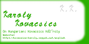 karoly kovacsics business card